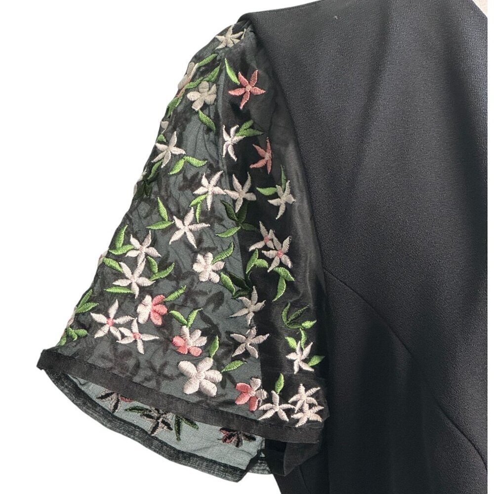 Donna Morgan Sheath Formal Evening Dress with Embroidered Sheer Sleeves Size 12 - Picture 6 of 10